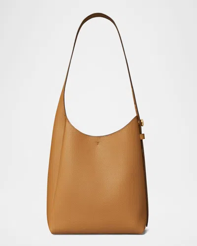 Tory Burch Romy Small Pebbled Leather Hobo Bag In Brown