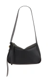 Tory Burch Romy Black Shoulder Bag With Adjustable Shoulder Strap In Grained Leather Woman In Black