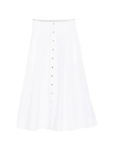 Tory Burch Romy Smocked-waist Skirt In White