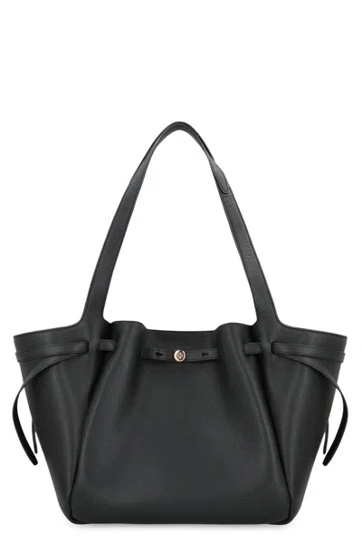 Tory Burch Romy Smooth Leather Tote Bag In Black