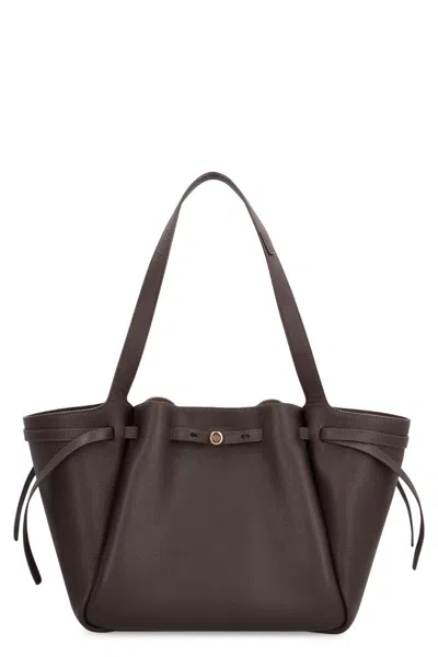 Tory Burch Romy Smooth Leather Tote Bag In Brown