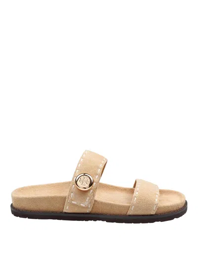 Tory Burch Romy Sport Slide In Sand Color Suede In Neutral