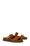 Tory Burch Romy Brown Sandals With Logo Plaque On The Front In Suede Woman In Brown