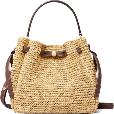 Tory Burch Romy Straw Bucket Bag Natural In Brown