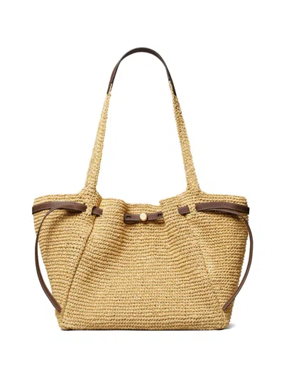 Tory Burch Romy Straw Tote Bag In Neutral