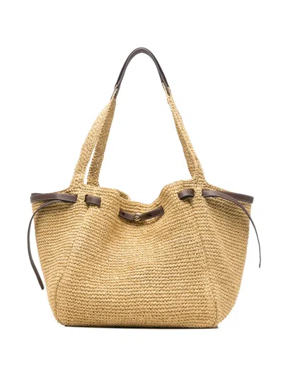 Tory Burch Romy Straw Tote Bag In Neutral