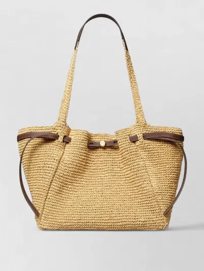 Tory Burch Romy Straw Tote Bag Open Top