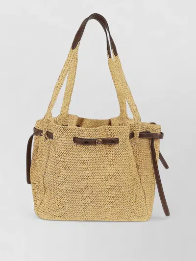 Tory Burch Romy Straw Tote Woven Dual Handles In Brown