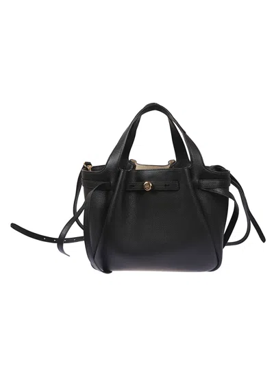 Tory Burch Romy Structured Leather Handbag In Black