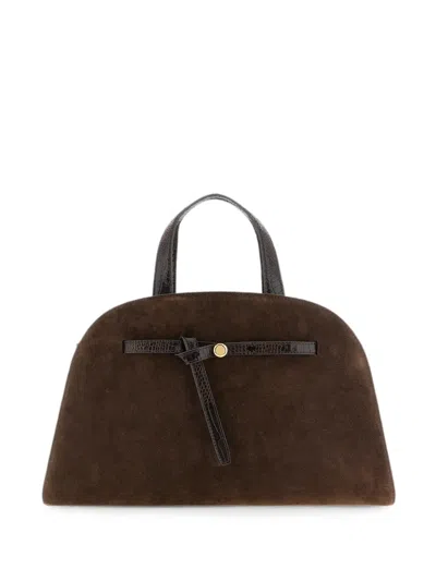 Tory Burch Romy Tote Bag Suede Croc Finish In Brown