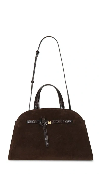 Tory Burch Romy Suede Bauletto Bag In Dark Cocoa