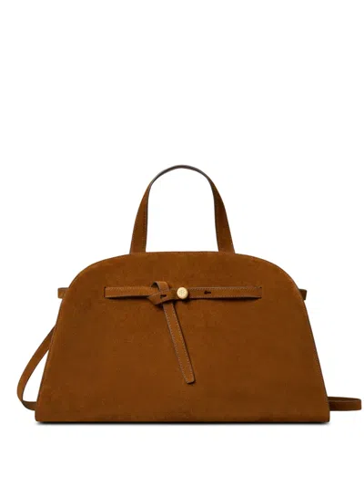 Tory Burch Romy Suede Bauletto Tote Bag In Brown