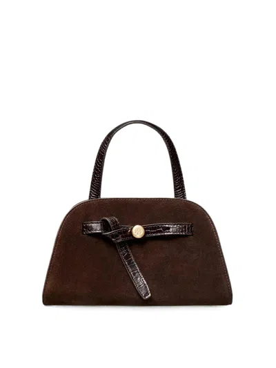 Tory Burch Croc-effect Suede Tote Bag In Black