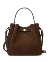 Tory Burch Romy Suede Belted Bucket Bag