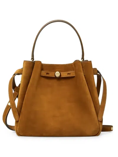 Tory Burch Romy Suede Leather Bucket Bag In Brown