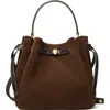 Tory Burch Romy Suede Belted Bucket Bag In Brown