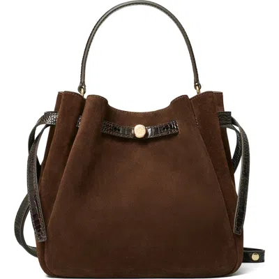 Tory Burch Romy Suede Bucket Bag In Brown