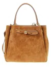 Tory Burch Suede Bucket Tote Top Handle In Animal Print