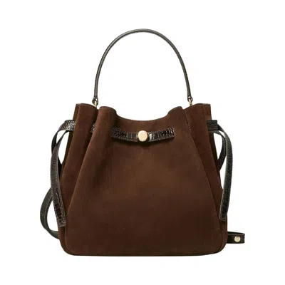 Pre-owned Tory Burch Romy Suede Bucket Bag 'dark Cocoa' | Brown | Women's Size Onesize