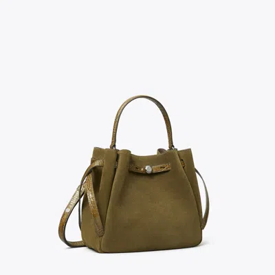 Tory Burch Romy Suede Bucket Bag In Green