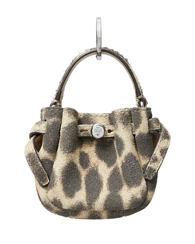 Tory Burch Tory Birch Romy Leather Bucket Bag Charm Key Fob In Gray