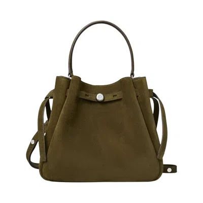 Pre-owned Tory Burch Romy Suede Bucket Bag 'leccio' | Green | Women's Size Onesize