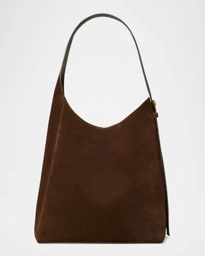 Tory Burch Romy Suede Hobo Bag In Brown