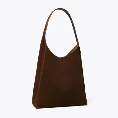 Tory Burch Romy Suede Hobo Bag In Brown