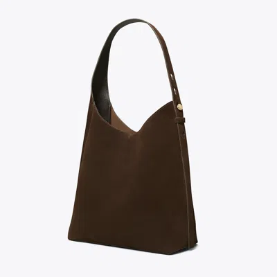 Tory Burch Romy Suede Hobo Bag In Brown