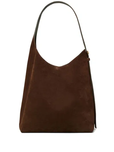 Tory Burch Romy Suede Leather Hobo Bag In Brown