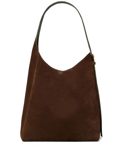 Tory Burch Romy Suede Leather Hobo Bag In Brown