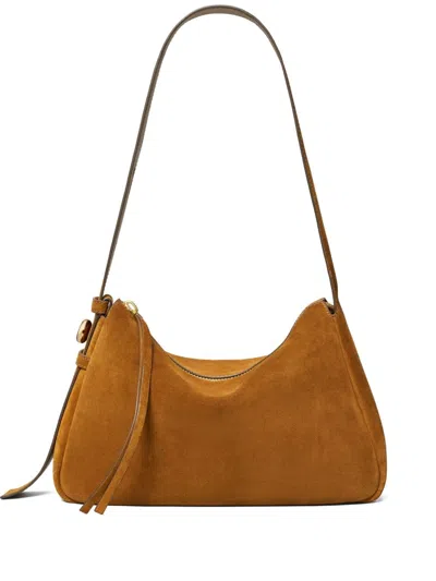 Tory Burch Romy Suede Leather Shoulder Bag In Brown