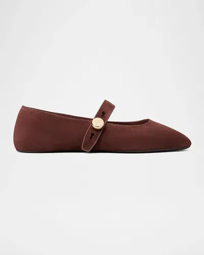 Tory Burch Romy Suede Mary Jane Ballerina Flats In Brown