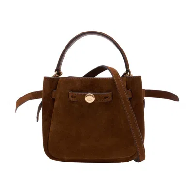 Tory Burch Romy Suede Mini Crossbody In Brown