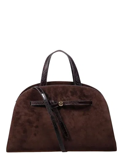 Tory Burch Romy Suede Satchel In Dark Cocoa
