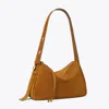 Tory Burch Romy Suede Leather Shoulder Bag In Brown