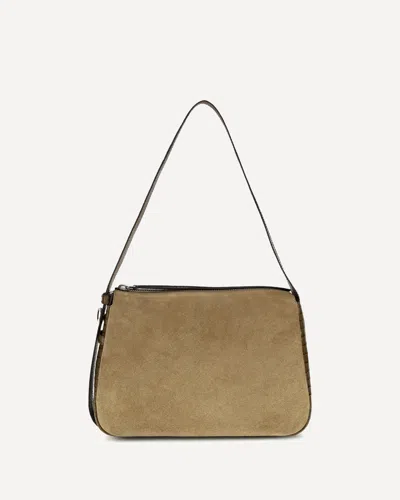 Tory Burch Romy Suede Shoulder Bag In Beige