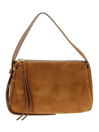 Tory Burch Romy Suede Shoulder Bag In Brown