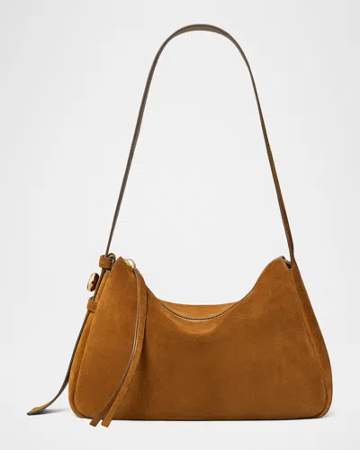 Tory Burch Romy Suede Shoulder Bag In Brown