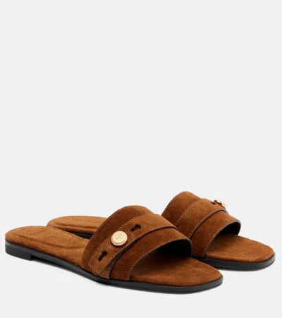 Tory Burch Romy Suede Slides In Brown