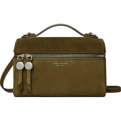 Tory Burch Romy Suede Slim Top Handle Bag In Green