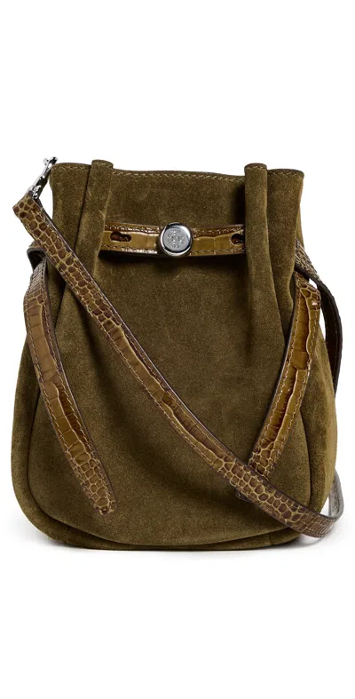Tory Burch Romy Suede Small Crossbody Bag Deep Olive In Green