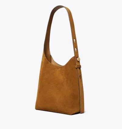 Tory Burch Romy Suede Small Hobo Bag In Brown