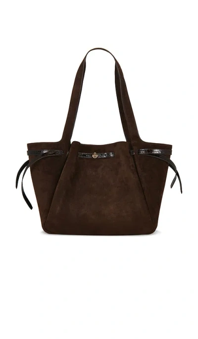 Tory Burch Romy Suede Tote Bag In Chocolate