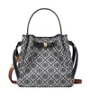 Tory Burch Romy T Monogram Bucket Bag In Blue