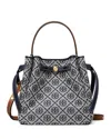 Tory Burch Romy Pebble Leather Bucket Bag In Blue