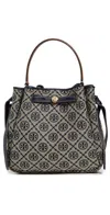 Tory Burch Romy T Monogram Bucket Bag Tory Navy In Blue