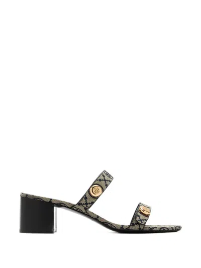 Tory Burch Romy T Monogram Button-embellished Sandals In Brown