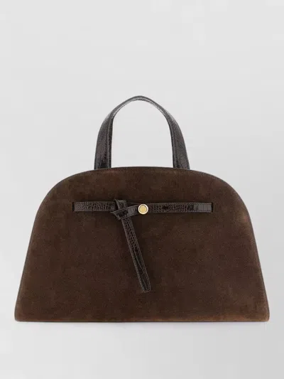 Tory Burch Romy Tote Bag Suede Croc Finish In Brown
