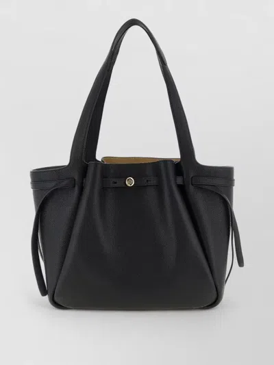 Tory Burch Romy Tote Shoulder Bag Soft Leather In Black